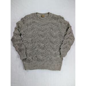 Katsumi (Anthropologie) Sz S Light Gray Open Knit Lacy Scalloped Pattern Sweater